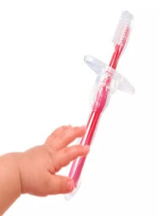 W2S Silicone Training Toothbrush with Soft bristles, Anti Choking Shield, Baby Oral Hygiene (Red) - Image 1